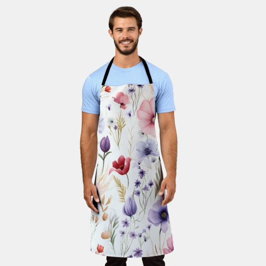 水エレガント色ワイルドフラワー エプロン (着用した状態)