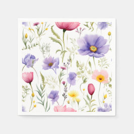 水エレガント色ワイルドフラワー スタンダードカクテルナプキン