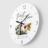 水エレガント色ワインをテーマにしたカップル名 ラージ壁時計 (傾斜)