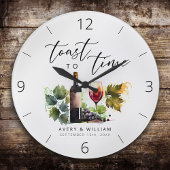 水エレガント色ワインをテーマにしたカップル名 ラージ壁時計