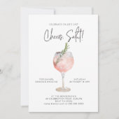 水エレガント色ワインカクテルパーティーピンク21st 招待状 (正面)