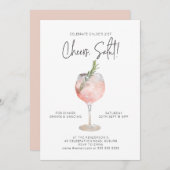 水エレガント色ワインカクテルパーティーピンク21st 招待状 (正面/裏面)