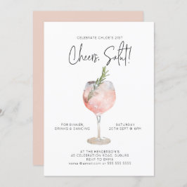 水エレガント色ワインカクテルパーティーピンク21st 招待状