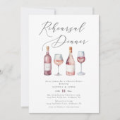水エレガント色ワインボトルリハーサルディナー 招待状 (正面)