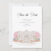 水エレガント色ヴィラウェディング日付を保存 招待状 (正面)