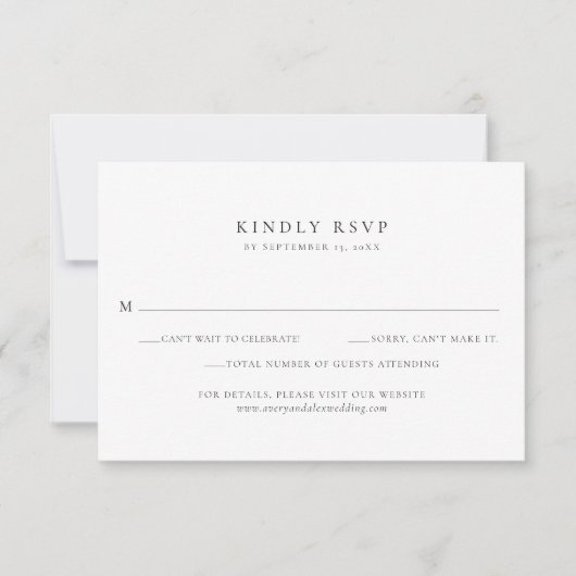 水エレガント色ヴィンヤードウェディングRSVPカード サンキューカード (正面)