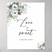 水エレガント色冬アネモネ花ブライダル ポスター (正面)