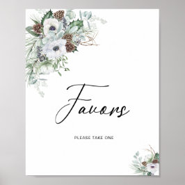 水エレガント色冬アネモネ花ブライダル ポスター