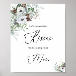 水エレガント色冬アネモネ花ブライダル ポスター