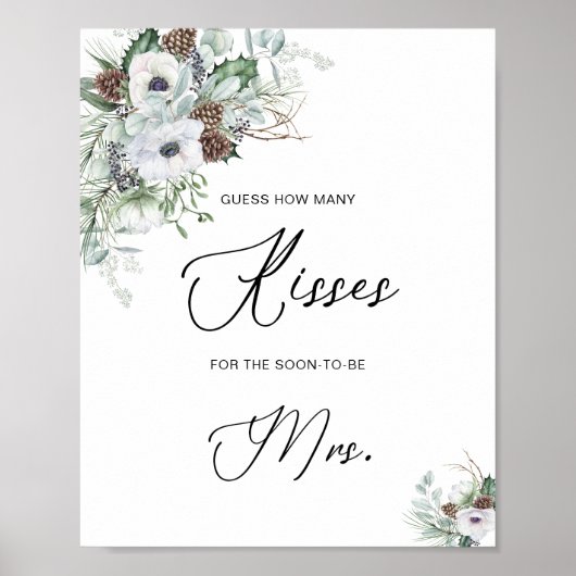 水エレガント色冬アネモネ花ブライダル ポスター (正面)