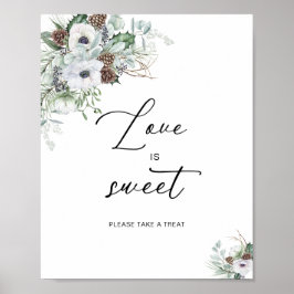 水エレガント色冬アネモネ花ブライダル ポスター