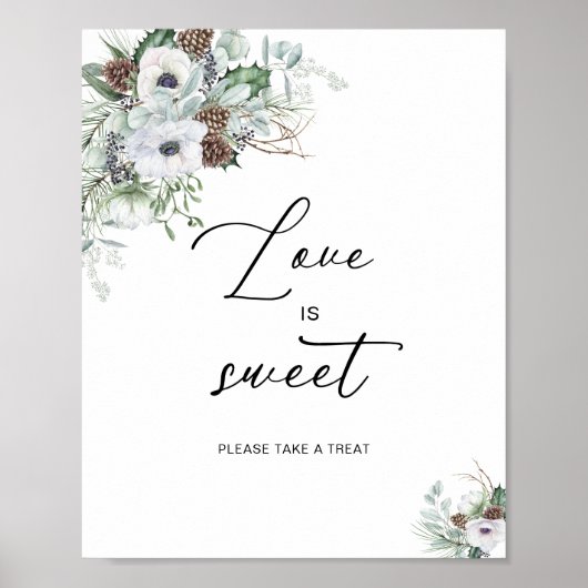 水エレガント色冬アネモネ花ブライダル ポスター (正面)