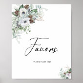 水エレガント色冬アネモネ花ブライダル ポスター (正面)