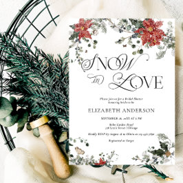 水エレガント色冬フローラブライダルシャワー 招待状