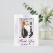 水エレガント色卒業写真ありがとう ポストカード (スタンド正面)