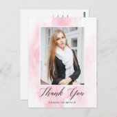 水エレガント色卒業写真ありがとう ポストカード (正面/裏面)