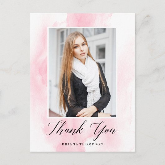 水エレガント色卒業写真ありがとう ポストカード (正面)