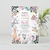 水エレガント色反抗的な子どもサファリ動物3Th B 招待状 (スタンド正面)