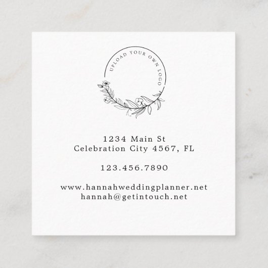 水エレガント色夏の花あなたのロゴ スクエア名刺 (裏面)