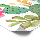 水エレガント色多肉質結婚の歓迎サイン ポスター (角)