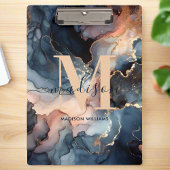 水エレガント色大理石瑪瑙モノグラム名 クリップボード