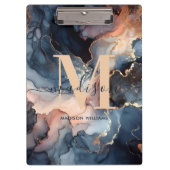 水エレガント色大理石瑪瑙モノグラム名 クリップボード (正面)