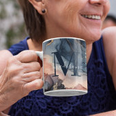 水エレガント色大理石瑪瑙抽象芸術モノグラム コーヒーマグカップ