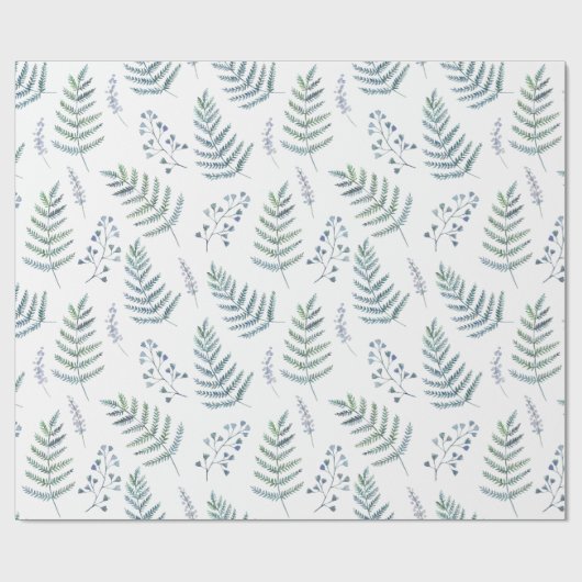 水エレガント色天然林シダ模様 ラッピングペーパー (フラット)
