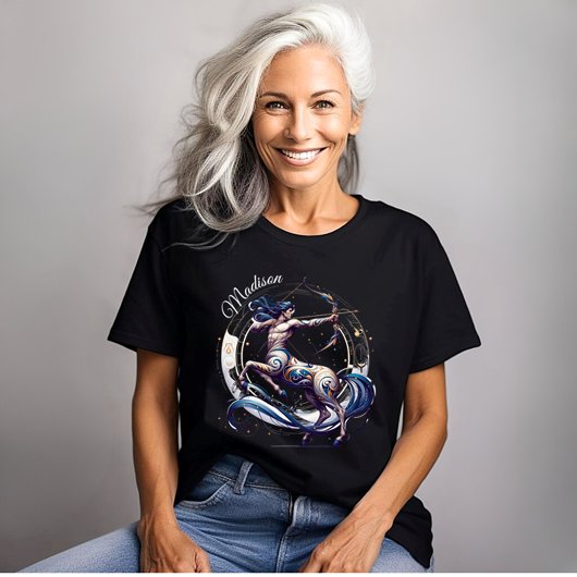 水エレガント色射手座〔占星術の〕十二宮図カスタム Tシャツ