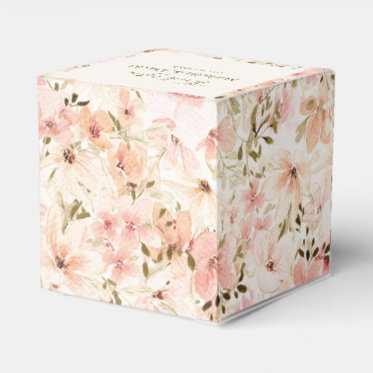 水エレガント色小花模様結婚式の引き出物箱 フェイバーボックス (裏面サイド)