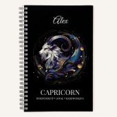 水エレガント色山羊座〔占星術の〕十二宮図カスタムジャーナル ノートブック (正面)