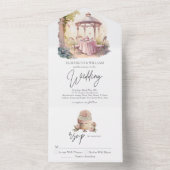 水エレガント色庭園の結婚式RSVP オールインワン招待状 (内側)