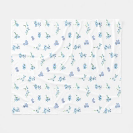 水エレガント色忘れは花 フリースブランケット (正面(横))