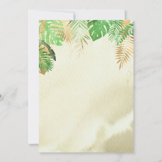 水エレガント色恐竜グリーン金ゴールド誕生日 招待状 (裏面)