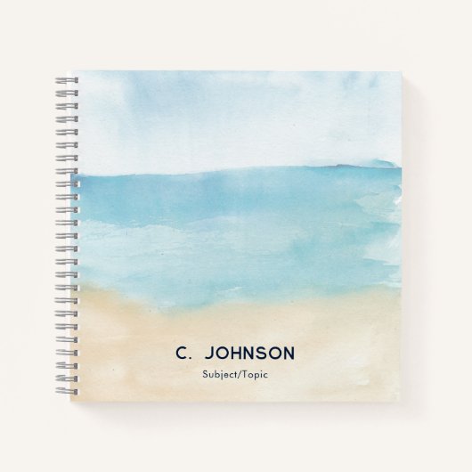 水エレガント色抽象芸術パタパーソナライズされたーン ノートブック (正面)