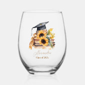 水エレガント色日輪卒業 ステムなしワイングラス (正面)