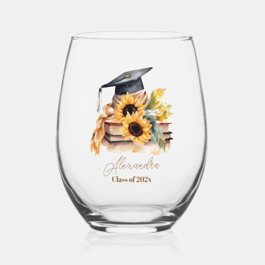 水エレガント色日輪卒業 ステムなしワイングラス (正面)