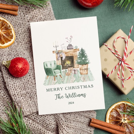 水エレガント色暖炉クリスマス シーズンカード