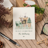 水エレガント色暖炉クリスマス シーズンカード