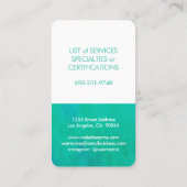 水エレガント色最小モダンティール(緑がかった色) 名刺 (裏面)