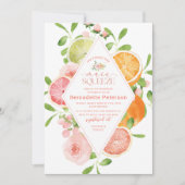 水エレガント色柑橘系ピンクの花ブライダル翔 招待状 (正面)