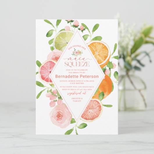 水エレガント色柑橘系ピンクの花ブライダル翔 招待状 (スタンド正面)
