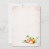 水エレガント色柑橘系ピンク色の花ベビーショー 招待状 (裏面)