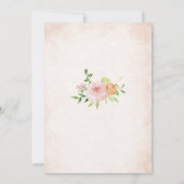 水エレガント色柑橘系ピンク色の花ベビーショー 招待状 (裏面)