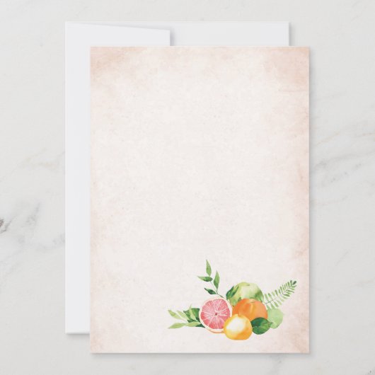 水エレガント色柑橘系ピンク色の花ベビーショー 招待状 (裏面)