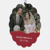 水エレガント色植物写真結婚用 オーナメントカード (左)