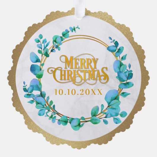 水エレガント色植物写真結婚用 オーナメントカード (裏面)