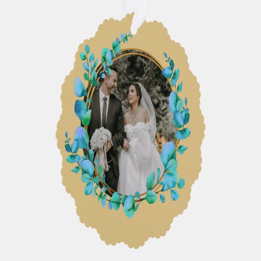 水エレガント色植物写真結婚用 オーナメントカード (右)