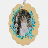 水エレガント色植物写真結婚用 オーナメントカード (左)