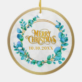 水エレガント色植物写真結婚用 セラミックオーナメント (裏面)